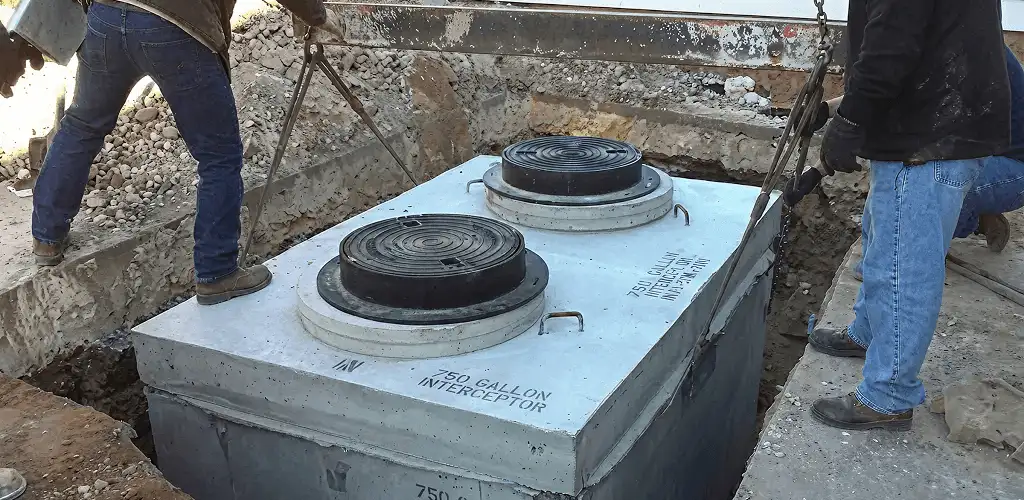 Grease trap installation for a commercial property drainage system in Dallas, TX